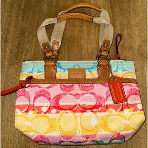 Coach Hampton Weekend Striped Small Tote